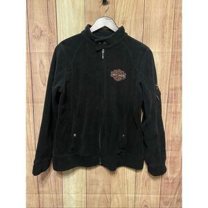 Harley-Davidson Large women’s black zip up fleece jacket